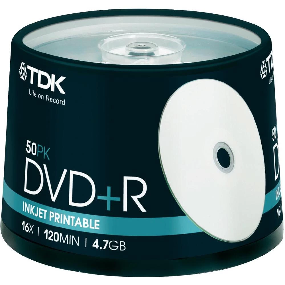 DVD+R prazni TDK DVD+R47PWCB50-4 4.7 GB 50 kom. okrugla kutija ispisiv slika
