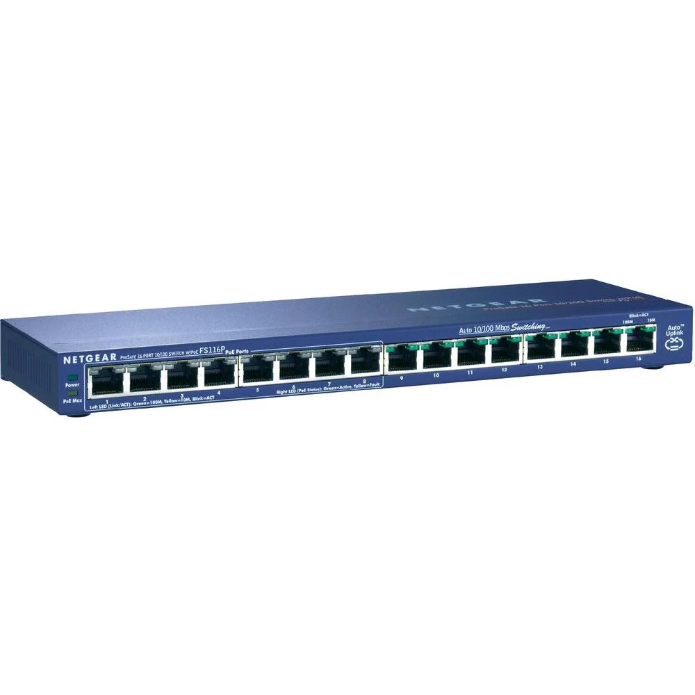 Mrežni Switch uređaj RJ45 FS116P Netgear 16-portni 100 MBit/s PoE funkcija slika