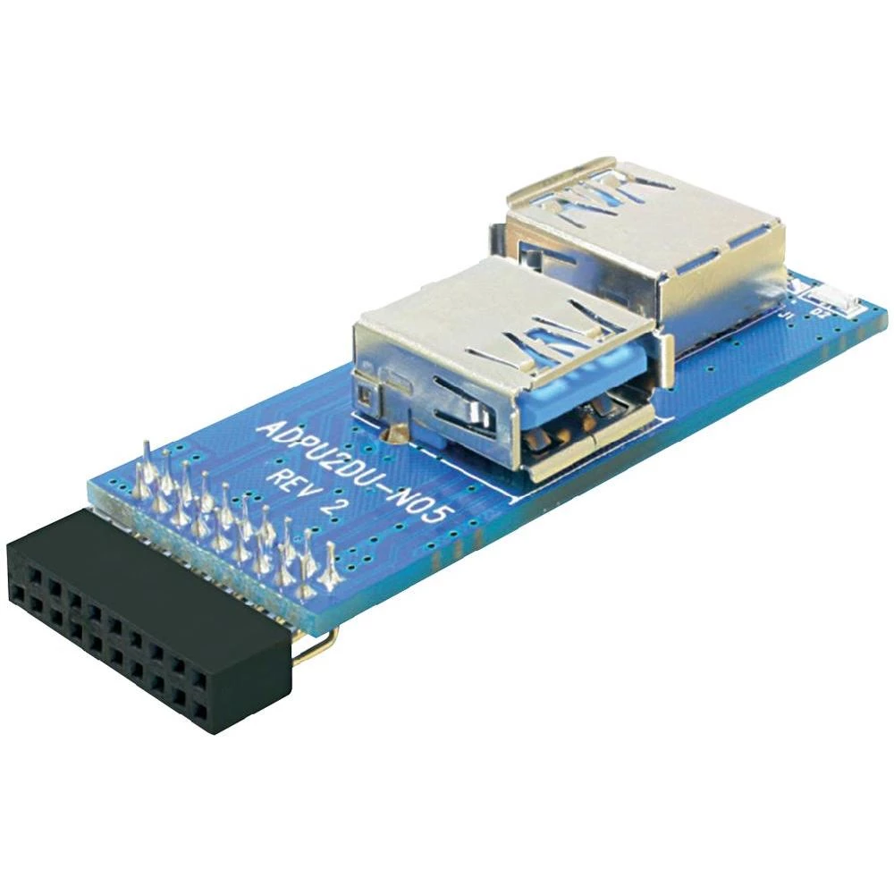 USB 2.0 adapter [1x USB 3.0 utikač intern 19pol. - 2x USB 3.0 utikač A] plavi De slika