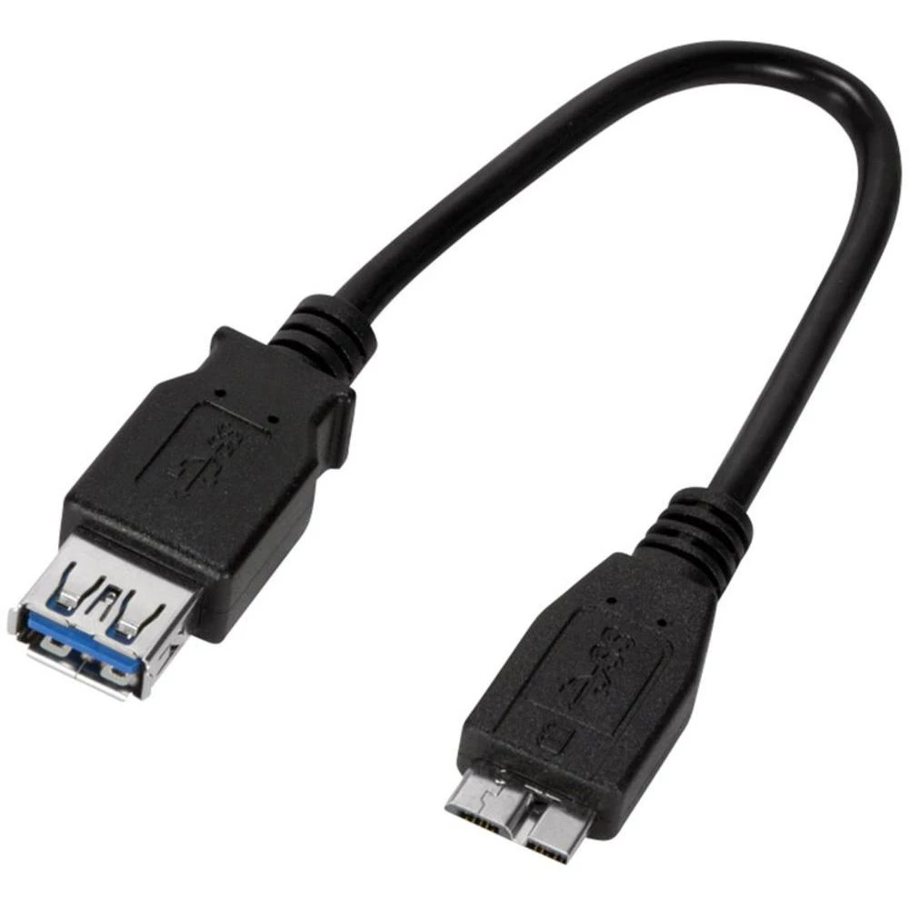 USB 3.0 adapter [1x USB 3.0 utikač Micro B - 1x USB 3.0 utikač A] crni s OTG fun slika