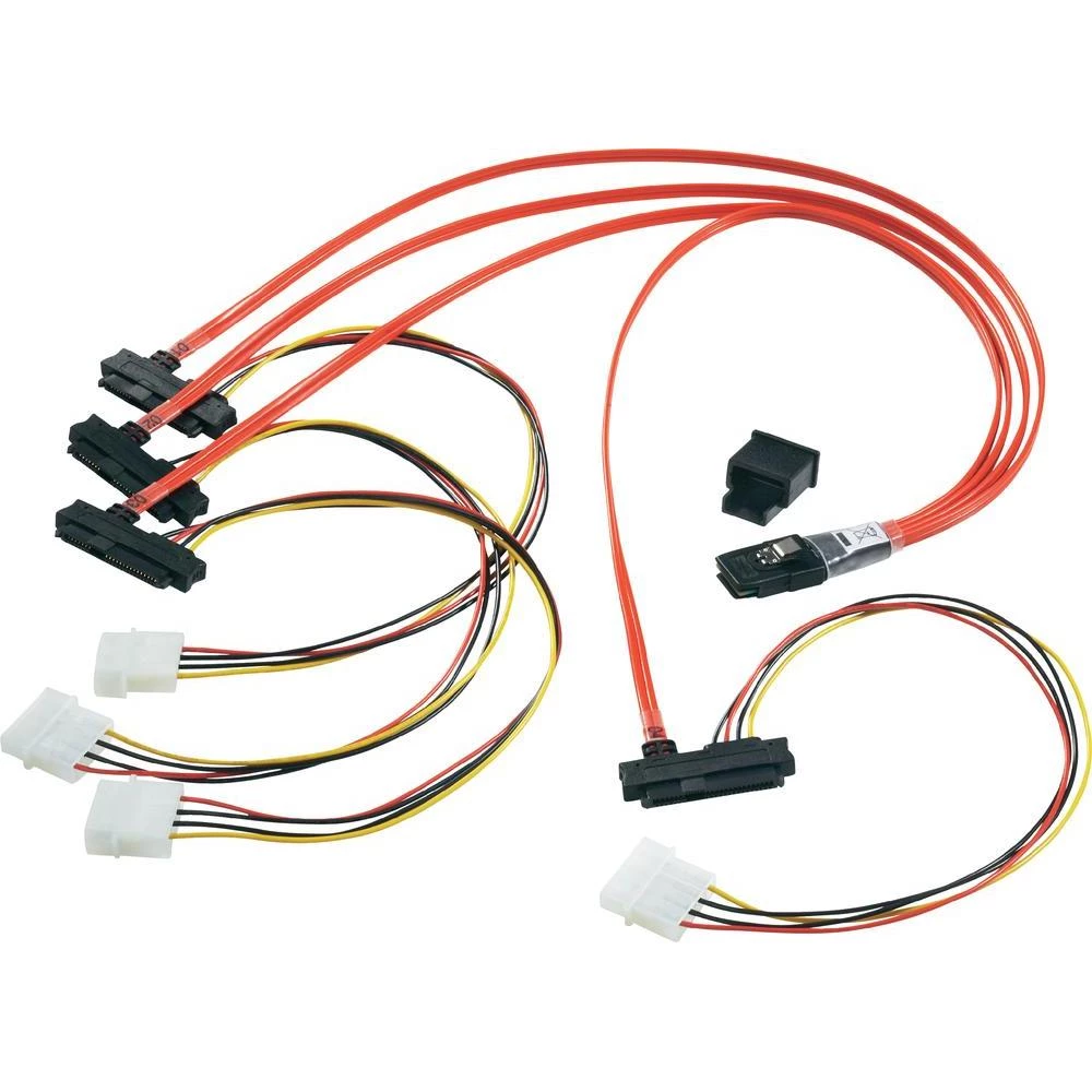 Priključni kabel za tvrde diskove [1x mini SAS utikač (SFF-8087) - 4x SAS utikač slika