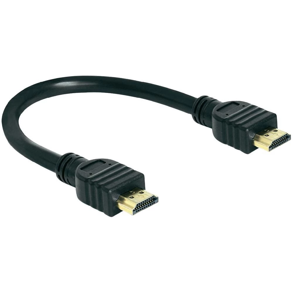 HDMI priključni kabel [1x HDMI-utikač<=> 1x HDMI-utikač] 0,25m, crn, 83352 slika