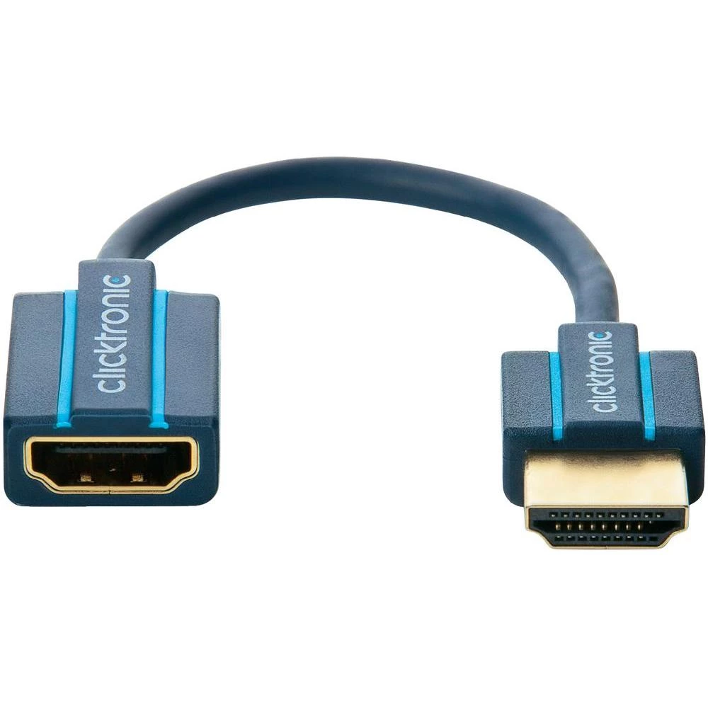 HDMI produžni kabel Clicktronic [1x HDMI-utikač <=> 1x HDMI-utičnica] 0.10m, pla slika