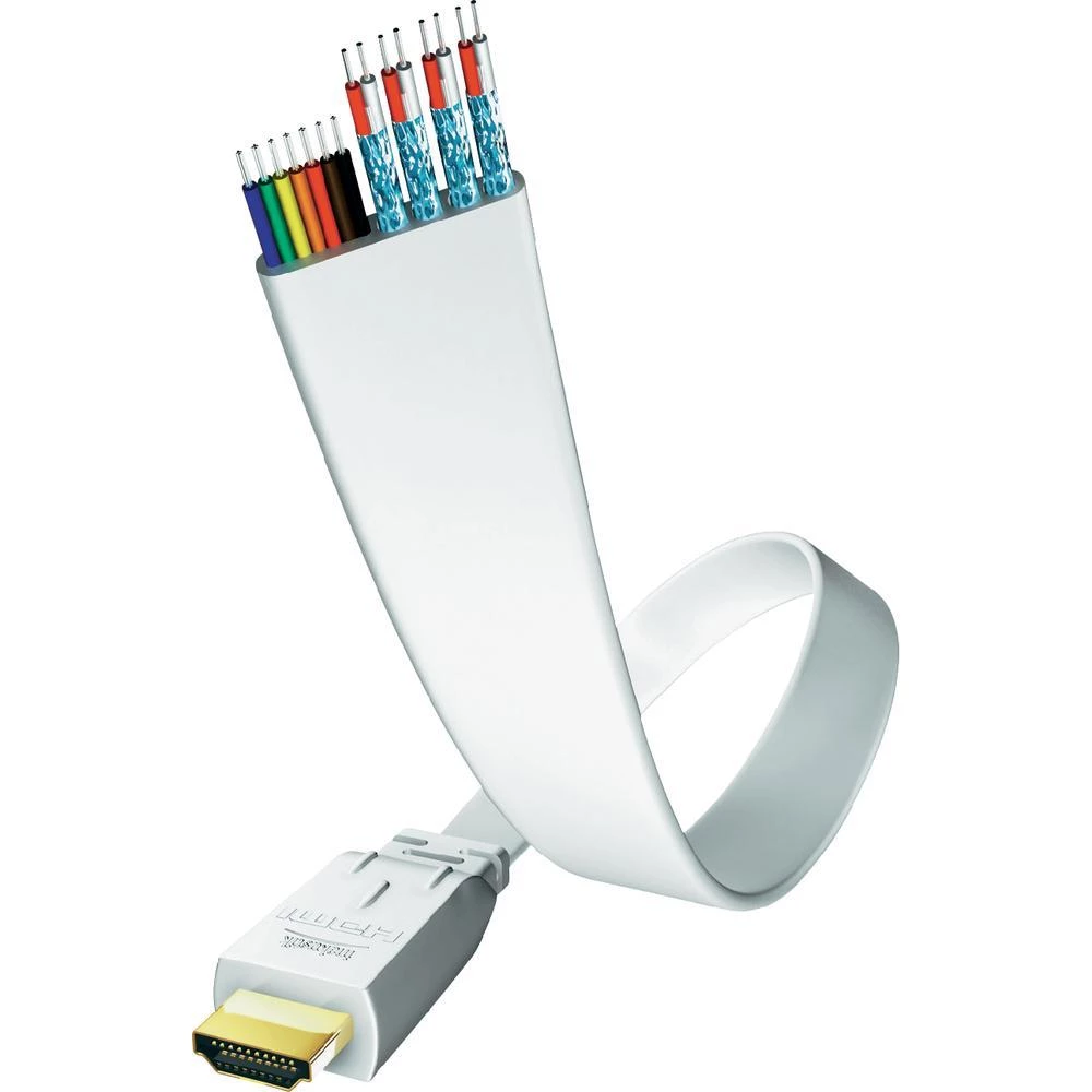 Visokobrzinski HDMI-pljosnati kabel Inakustik Premium sa Ethernetom, 5m, bijel, slika