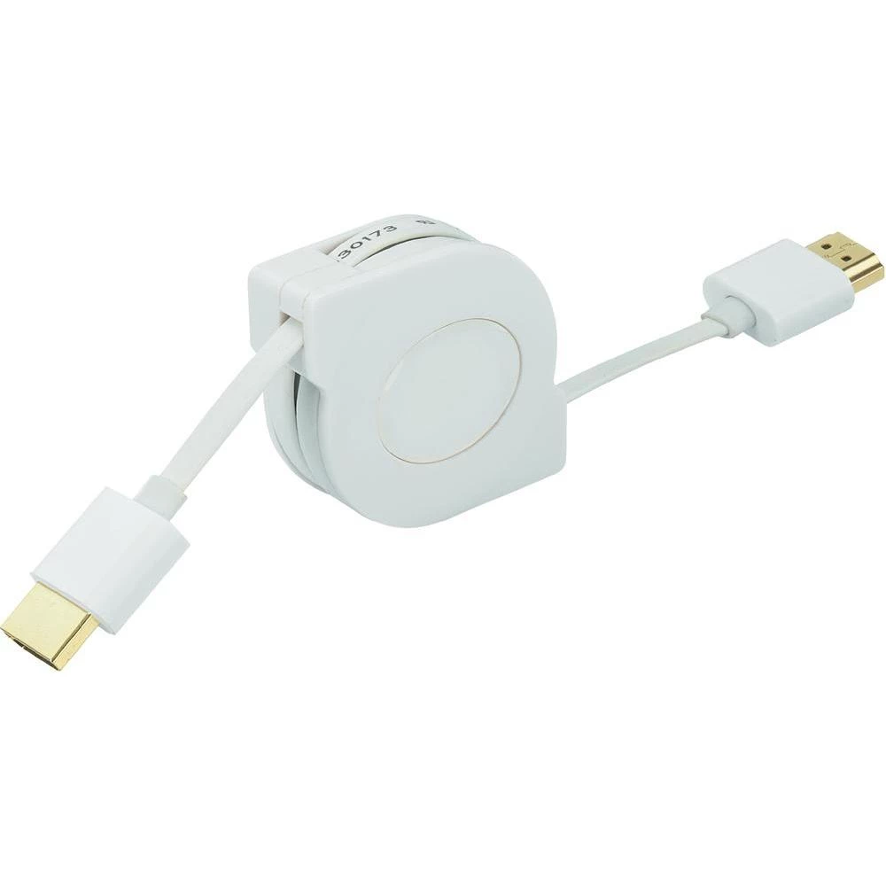 HDMI priključni kabel na navojniku [1x HDMI-utikač <=> 1x HDMI-utikač] 1m, bijel slika