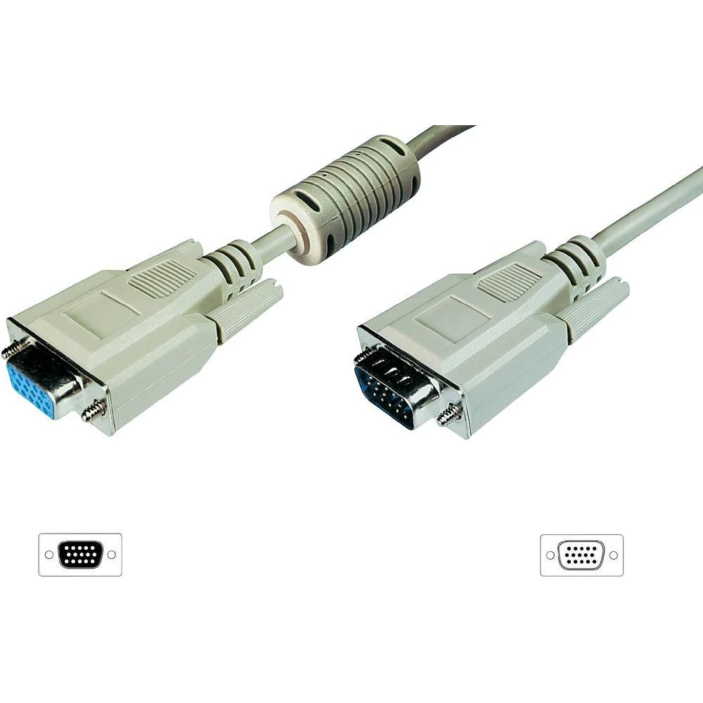 VGA produžni kabel za monitor [1x VGA-utikač <=> 1x VGA-utičnica] 1.80m, siv slika