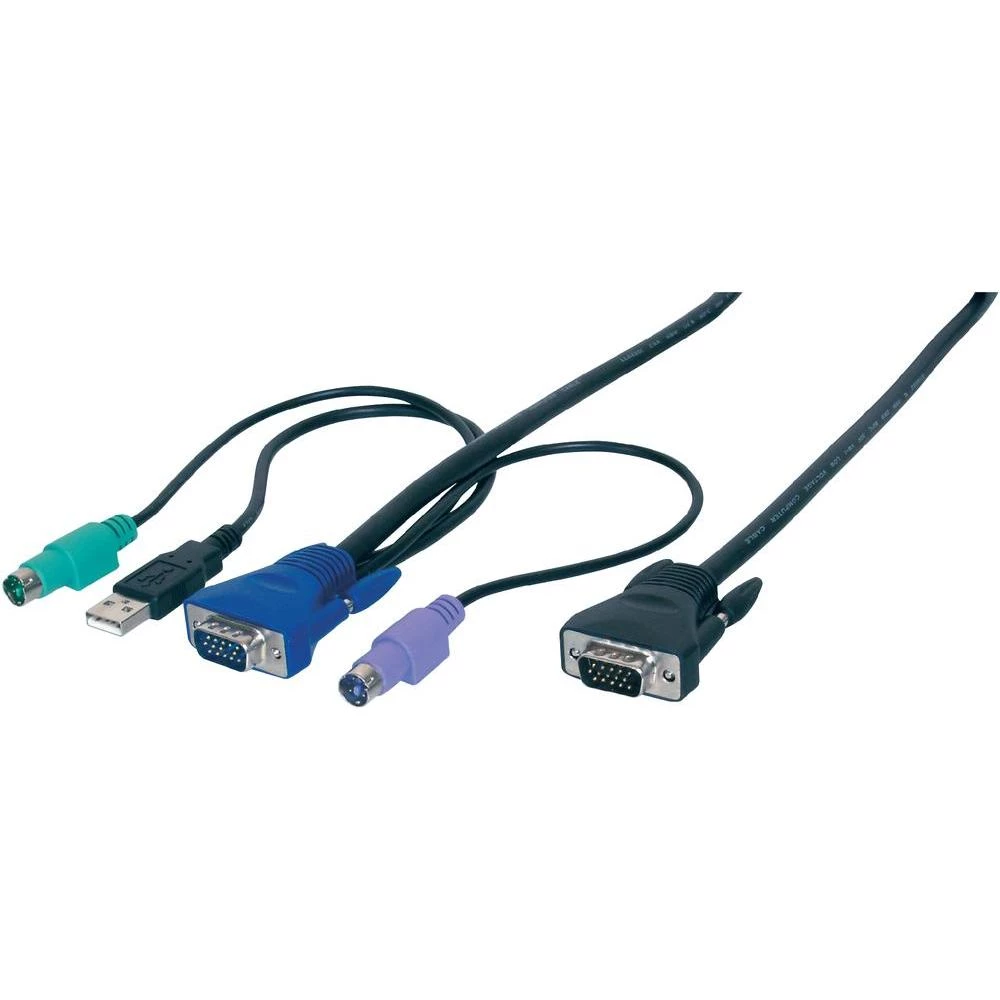 KVM priključni kabel [2x PS/2 utikač, VGA utikač, USB 2.0 utikač A - 1x VGA utik slika