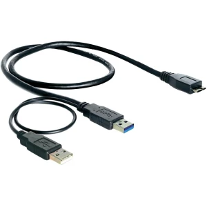USB 3.0 Y-kabel [2x USB 3.0 utikač A - 1x USB 3.0 utikač Micro B] 0.20 m crni slika