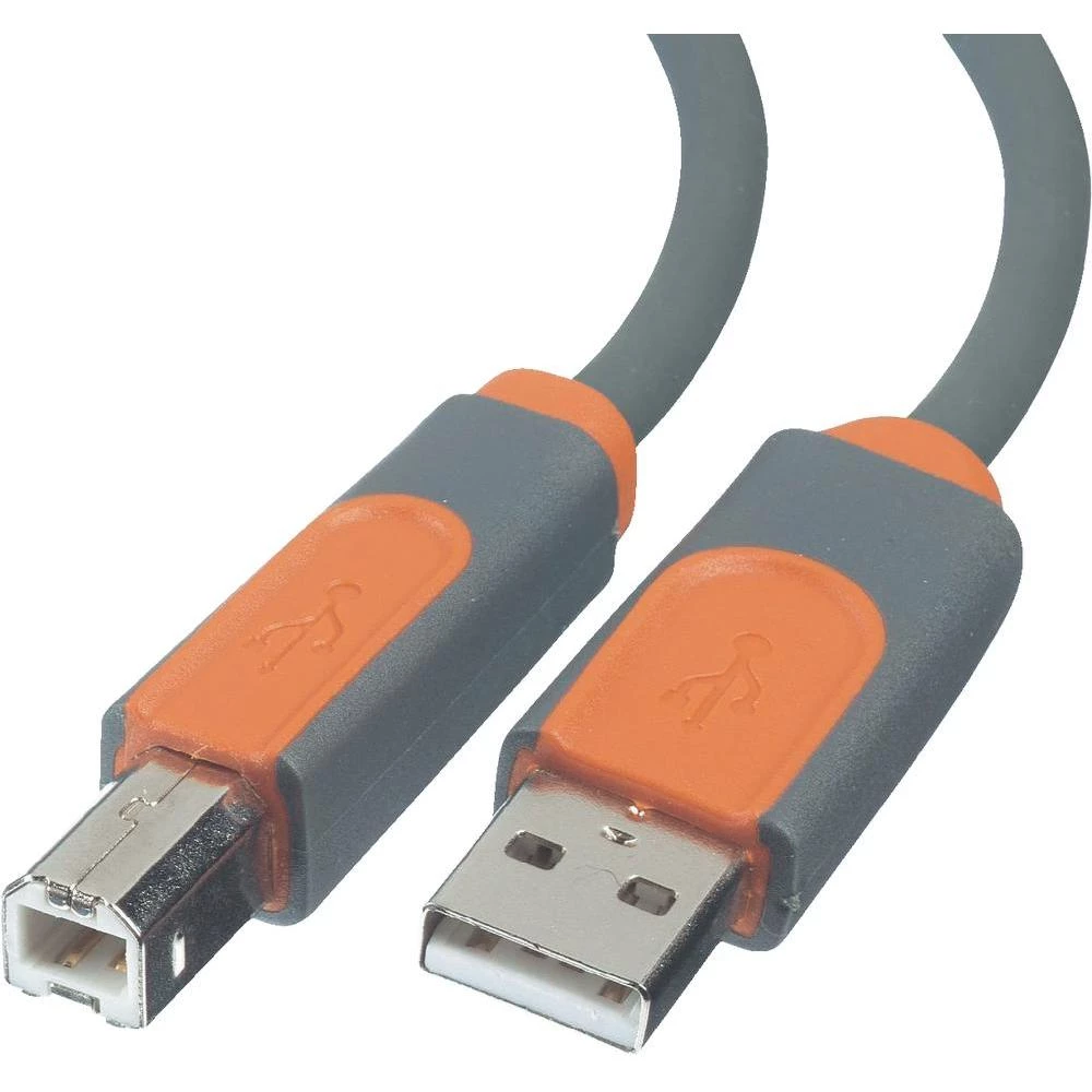 USB 2.0 priključni kabel [1x USB 2.0 utikač A - 1x USB 2.0 utikač B] 1.80 m sivi slika