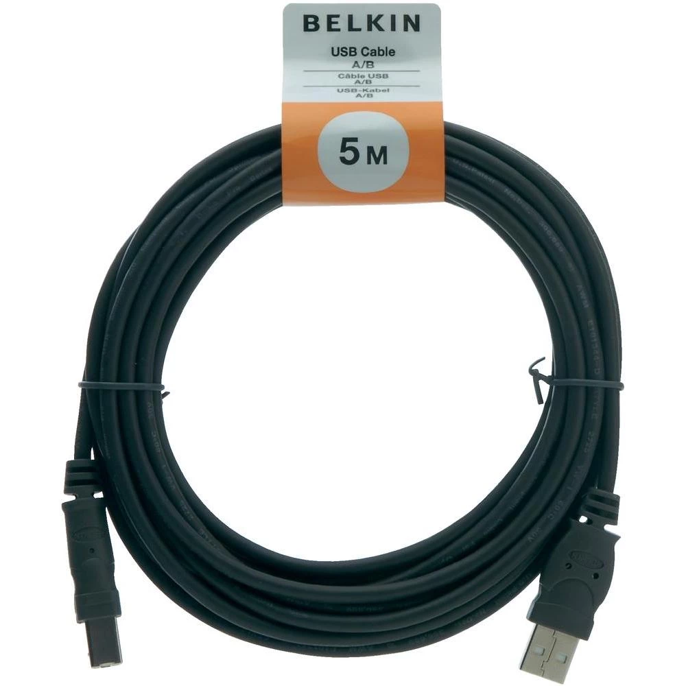 USB 2.0 priključni kabel [1x USB 2.0 utikač A - 1x USB 2.0 utikač B] 5 m Belkin slika