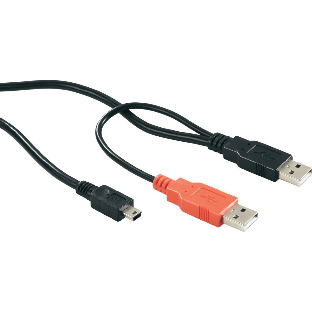 USB 2.0 Y-kabel [2x USB 2.0 utikač A - 1x USB 2.0 utikač Mini-B] 1 m Conrad crni slika