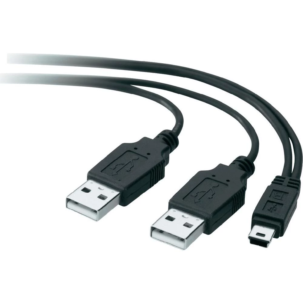 USB 2.0 Y-kabel [2x USB 2.0 utikač A - 1x USB 2.0 utikač Mini-B] 0.50 m crni poz slika