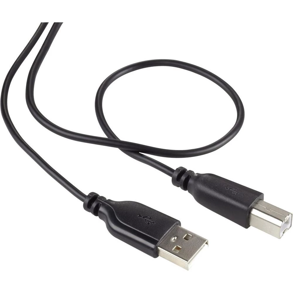 USB 2.0 priključni kabel [1x USB 2.0 utikač A - 1x USB 2.0 utikač B] 1 m crni Su slika