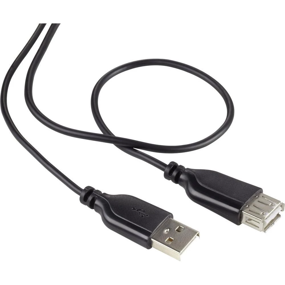 USB 2.0 priključni kabel [1x USB 2.0 utikač A - 1x USB 2.0 utikač A] 1 m crni Su slika