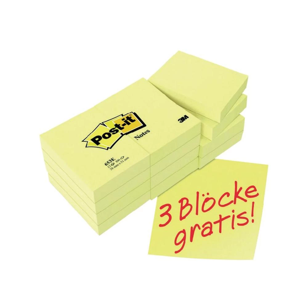 Samoljepljivi listići 3M Post-it Notes, 653Y12, (D x Ĺ ) 51 mm x 38mm, žute boje slika