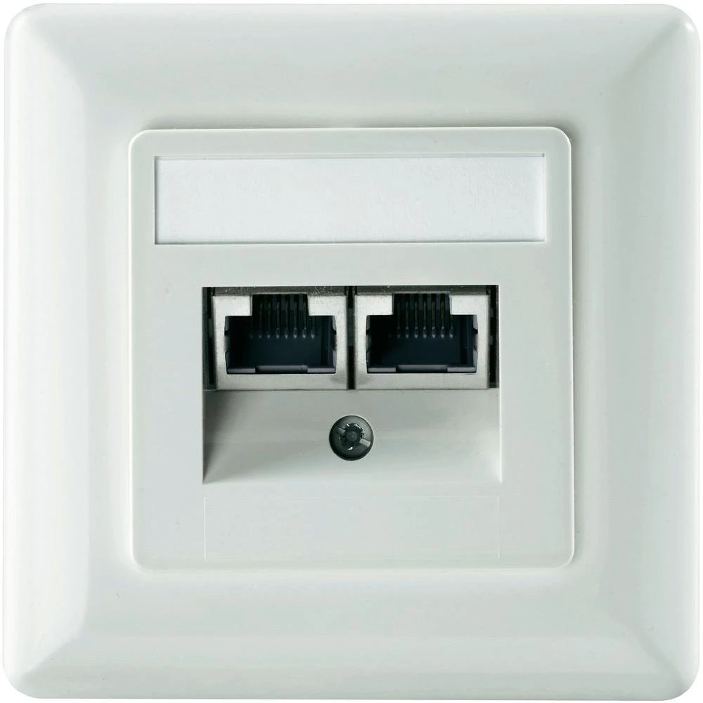 Ugradbena mrežna utičnica CAT 5e Setec, s centralnom pločom i okvirom, 2-portna, slika