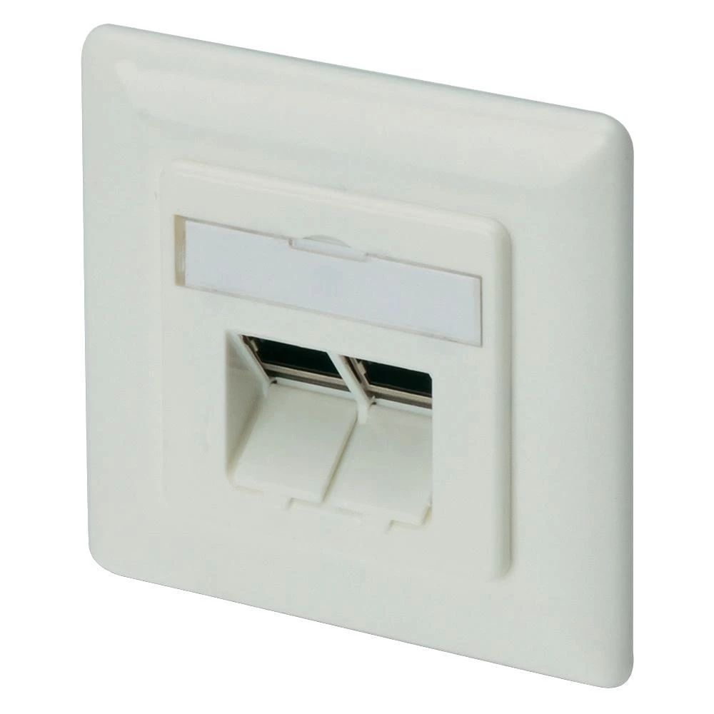 Ugradbena mrežna utičnica CAT 6A Digitus, s centralnom pločom i okvirom 2-portna slika