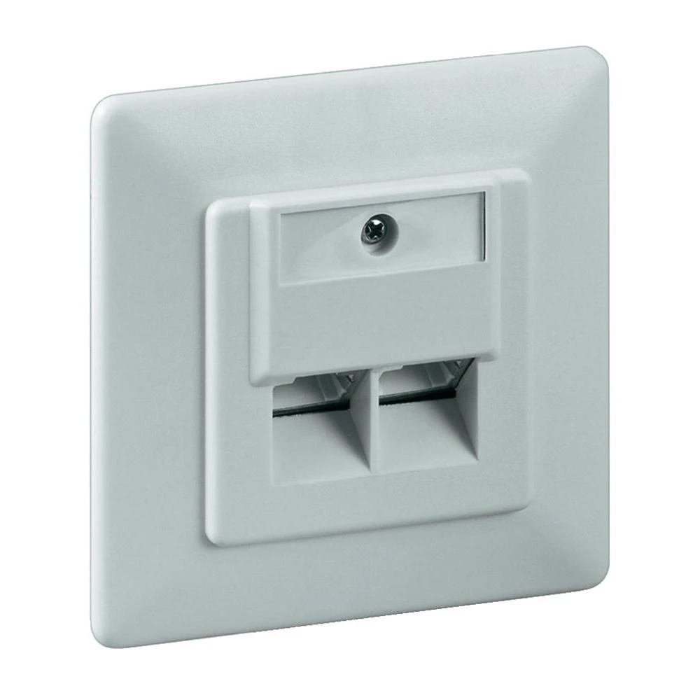 Ugradbena mrežna utičnica CAT 6 Goobay, s centralnom pločom i okvirom 2-portna, slika