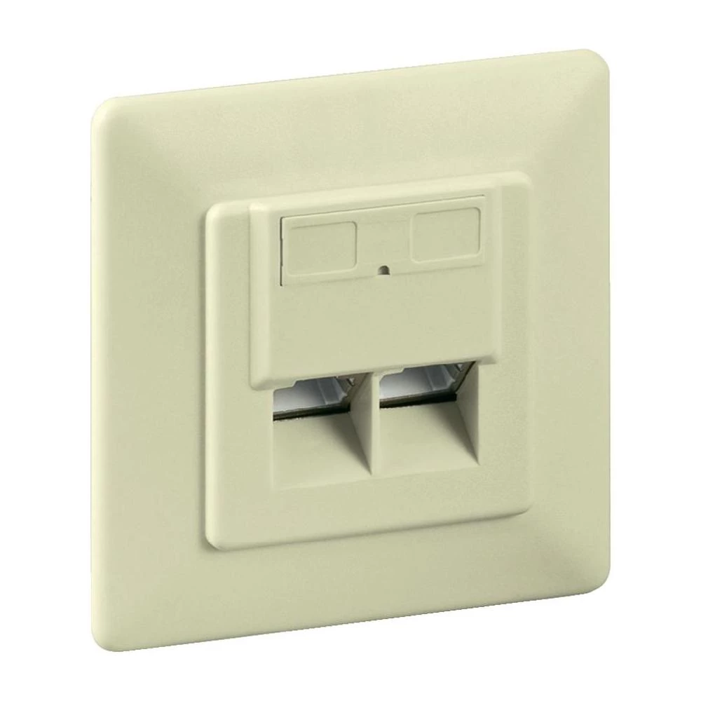 Ugradbena mrežna utičnica CAT 6 Goobay, s centralnom pločom i okvirom 2-portna, slika