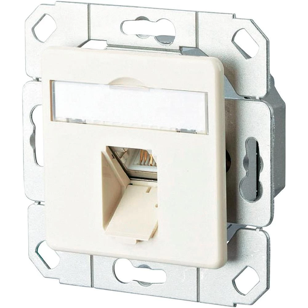 Ugradbena mrežna utičnica CAT 6 BTR Netcom, s centralnom pločom 1-portna biserno slika