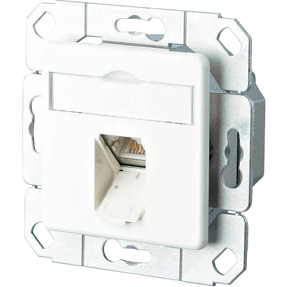 Ugradbena mrežna utičnica CAT 6 BTR Netcom, s centralnom pločom 1-portna snježno slika