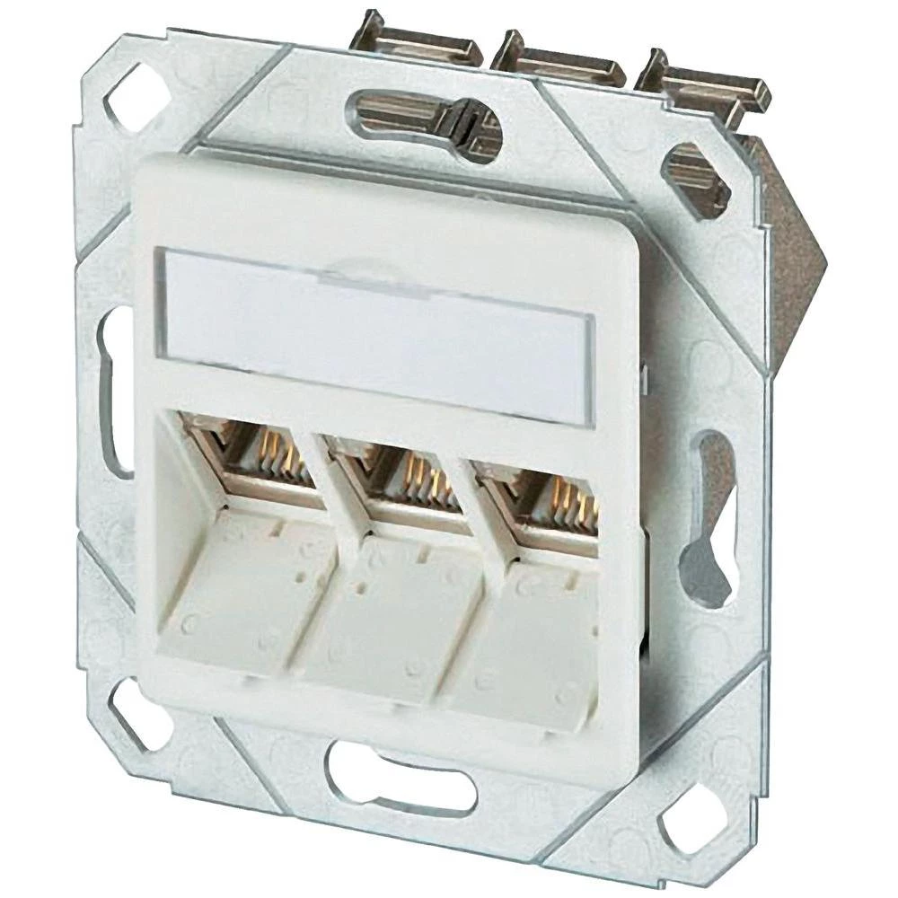 Ugradbena mrežna utičnica CAT 6 BTR Netcom, s centralnom pločom 3-portna snježno slika