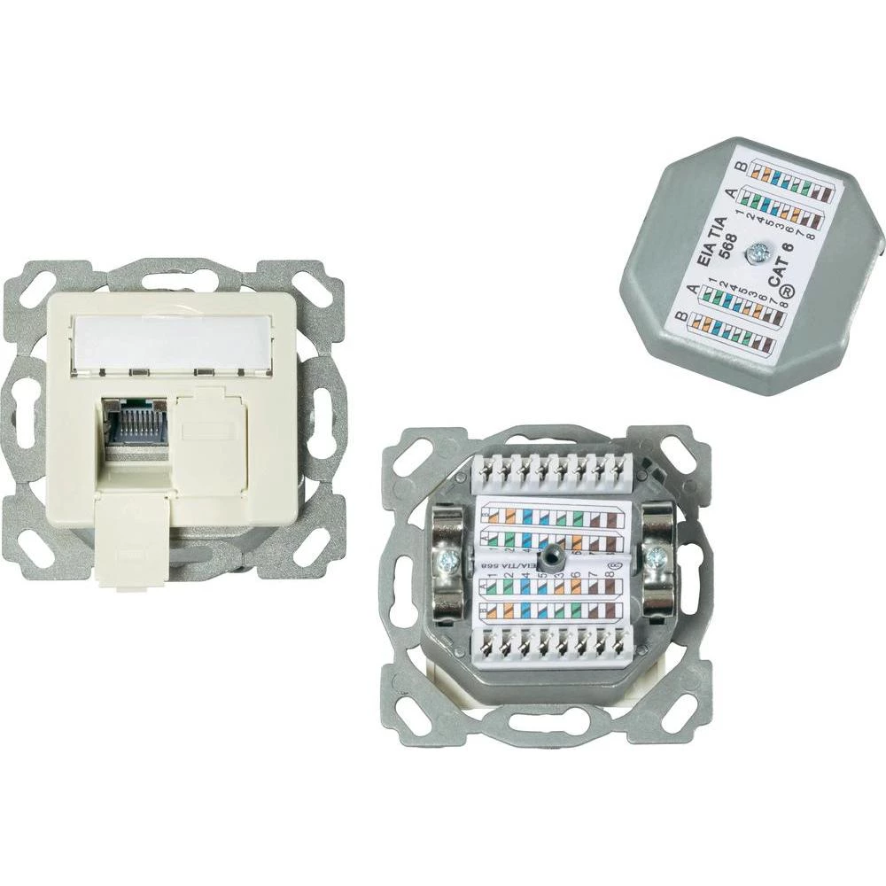 Ugradbena mrežna utičnica CAT 6A EFB Elektronik, s centralnom pločom 2-portna, b slika