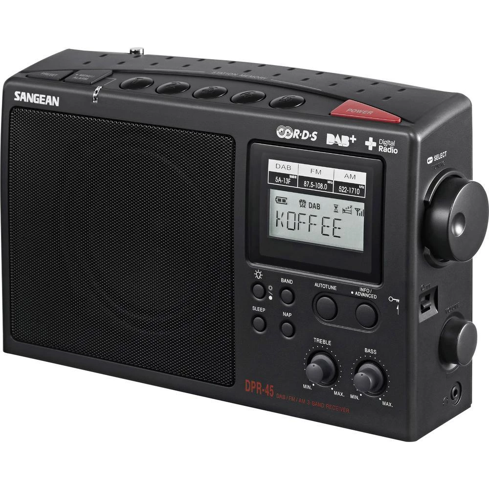 DAB+ radio DPR-45 Sangean, putni radio crna slika