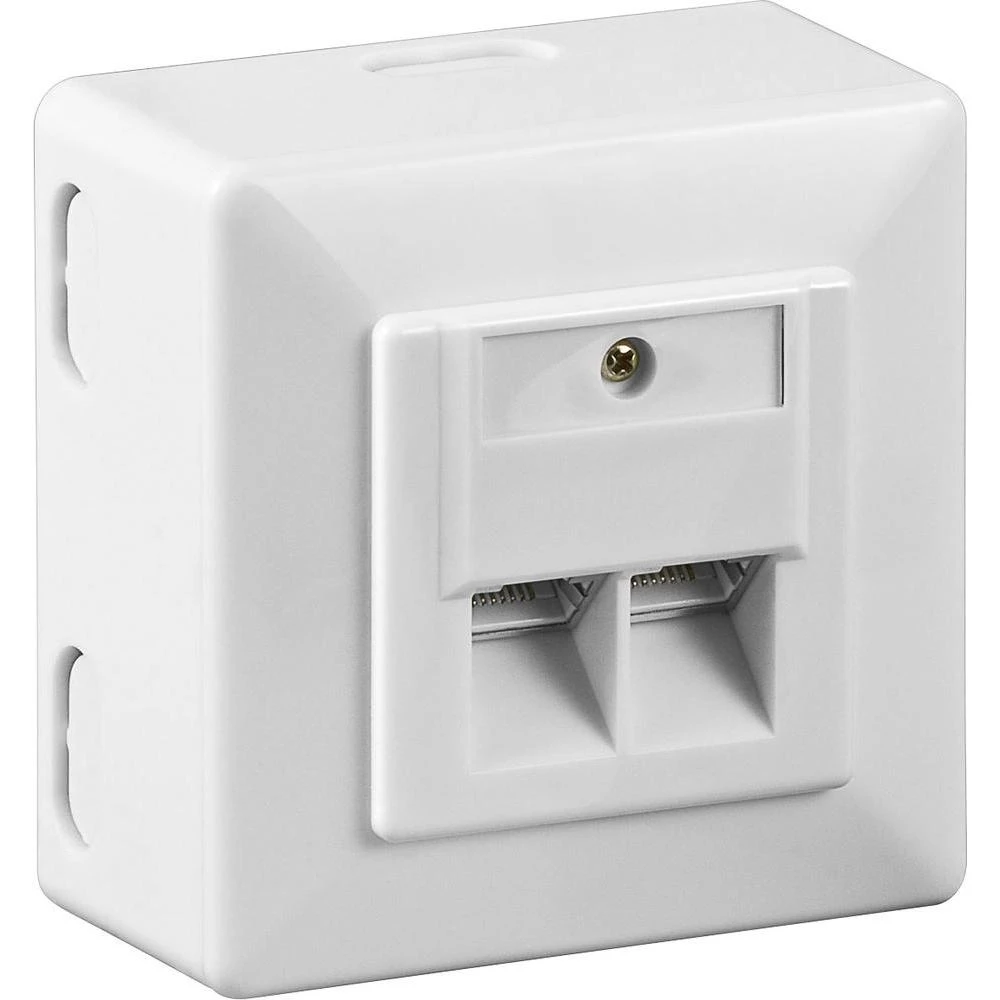 Nadzidna mrežna utičnica CAT 6 Goobay 2-portna bijela slika
