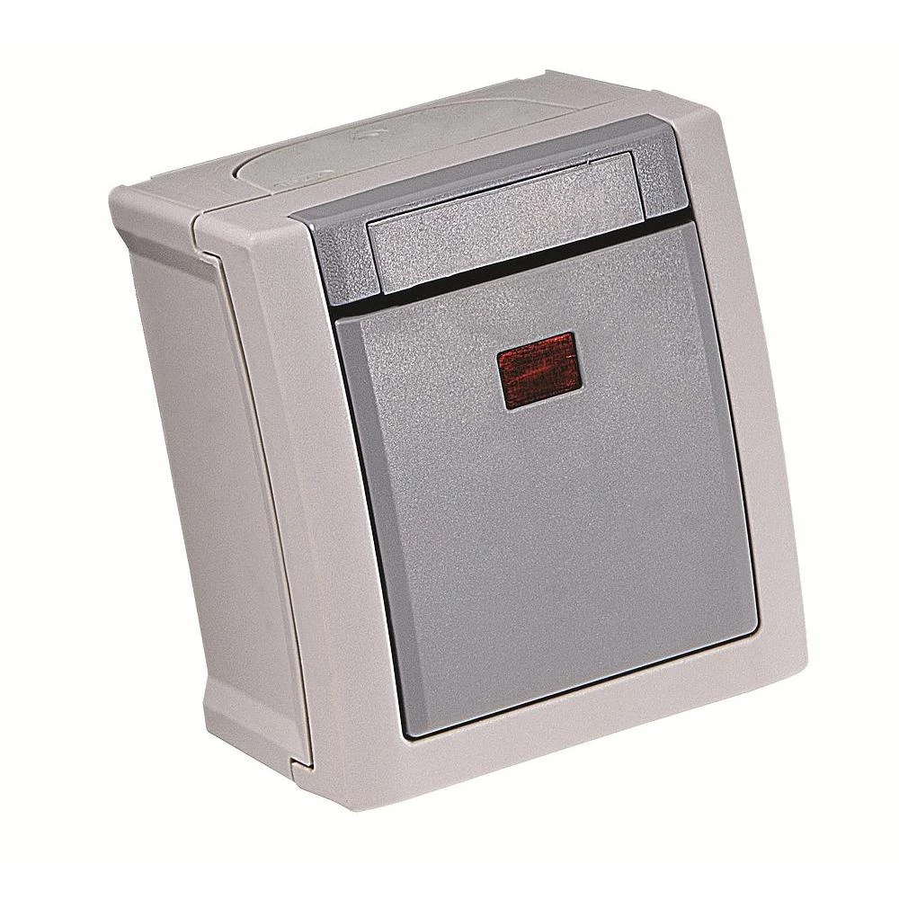 VIKO kontrolni prekidač, isključni prekidač za vlažne prostorije Pacific siva 90 slika