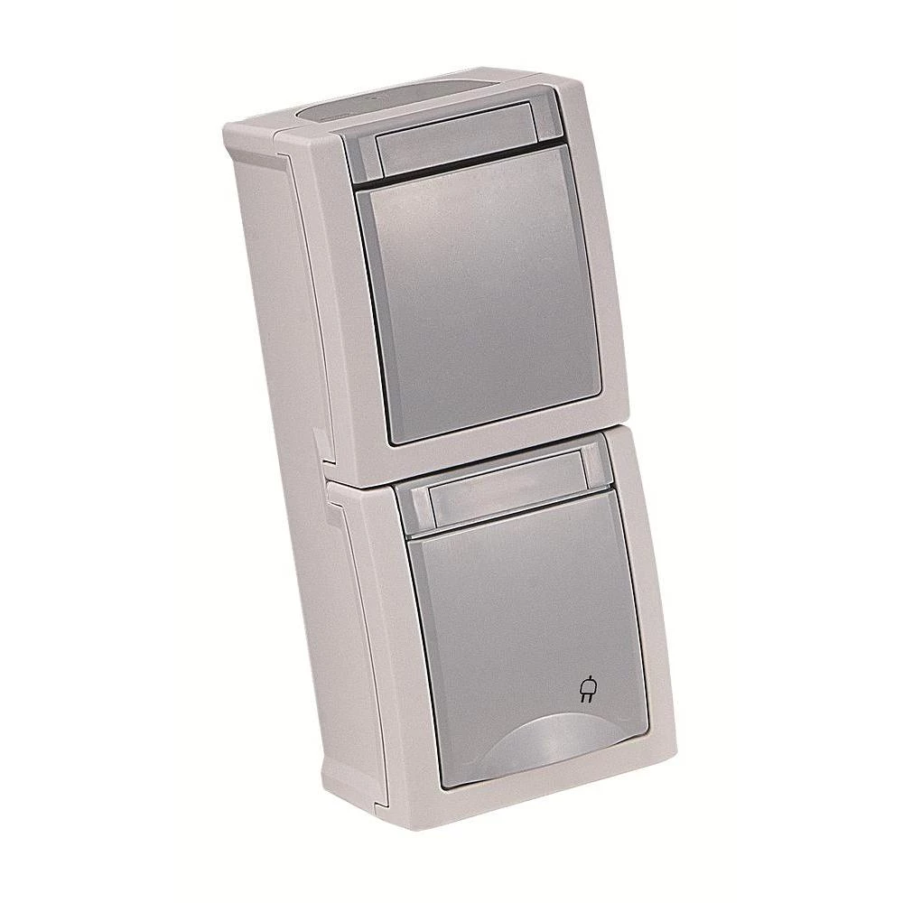 VIKO prekidači/utičnice za vlažne prostorije kombinacija Pacific siva 90591098-D slika