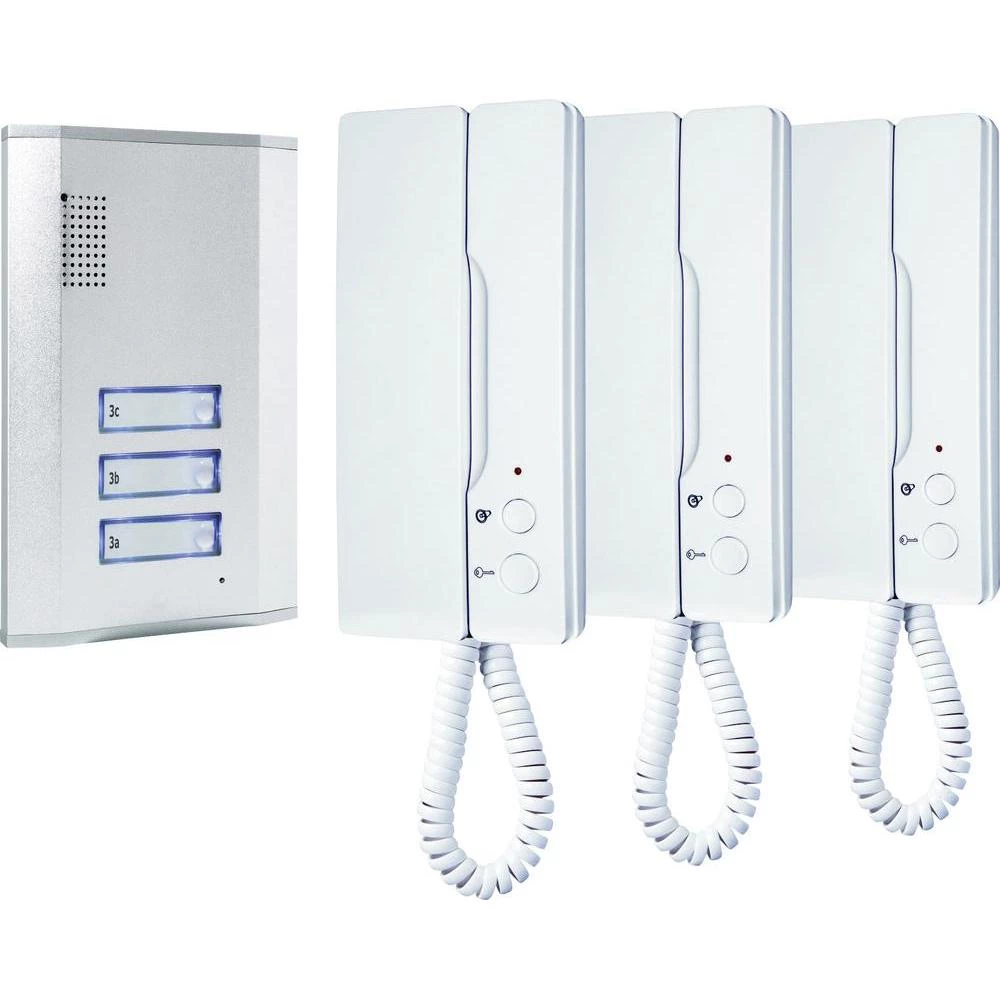 Komplet za portafon Smartwares 10.007.48 za 3 obiteljske kuće aluminij, bijela slika