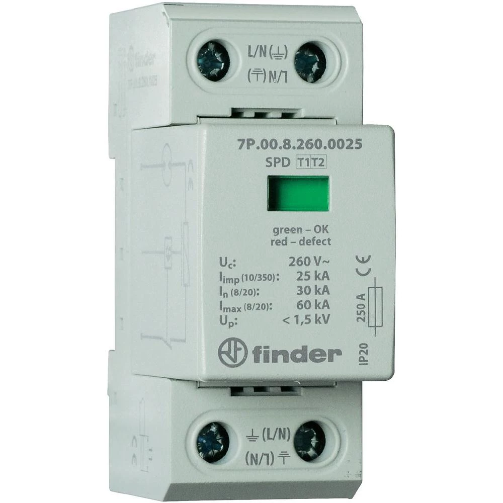 Prenaponski sigurnosni odvodnik tip 1/2 serija 7P IP20 Finder 7P.01.8.260.1025 slika