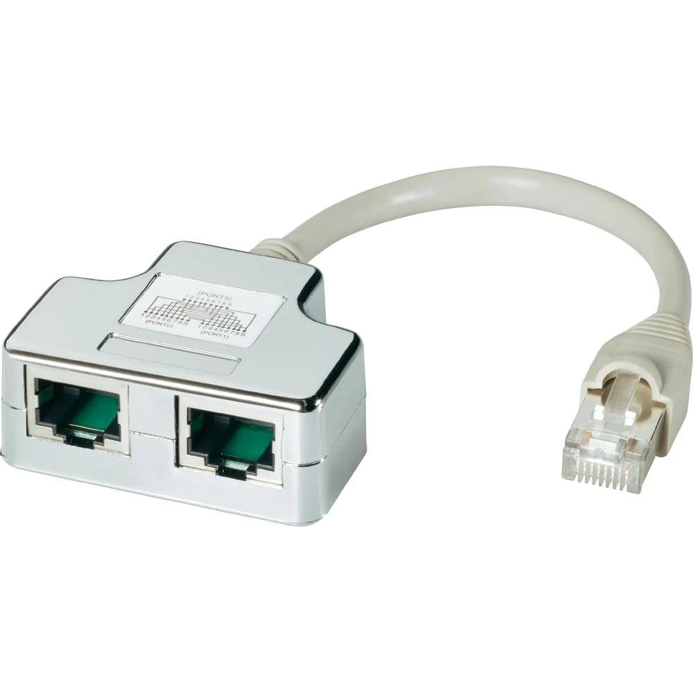 RJ45 strujni Y-adapter CAT 5e [2x RJ45 utikač - 1x RJ45 utikač] 0.15 m metalni slika