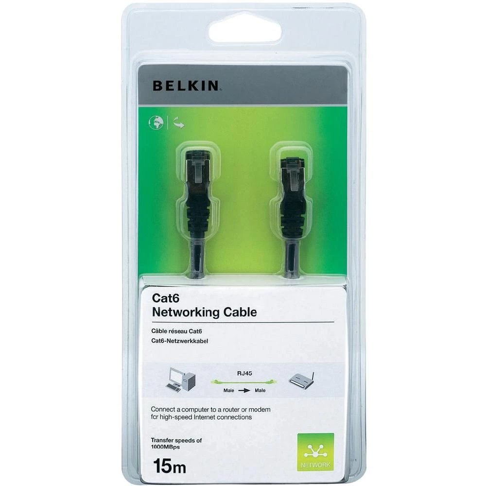 RJ45 mrežni kabel CAT 6 F/UTP [1x RJ45 utikač - 1x RJ45 utikač] 15 m crni zaštić slika