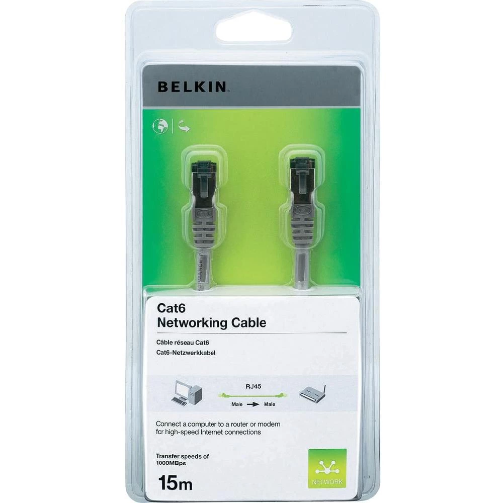 RJ45 mrežni kabel CAT 6 F/UTP [1x RJ45 utikač - 1x RJ45 utikač] 15 m sivi zaštić slika