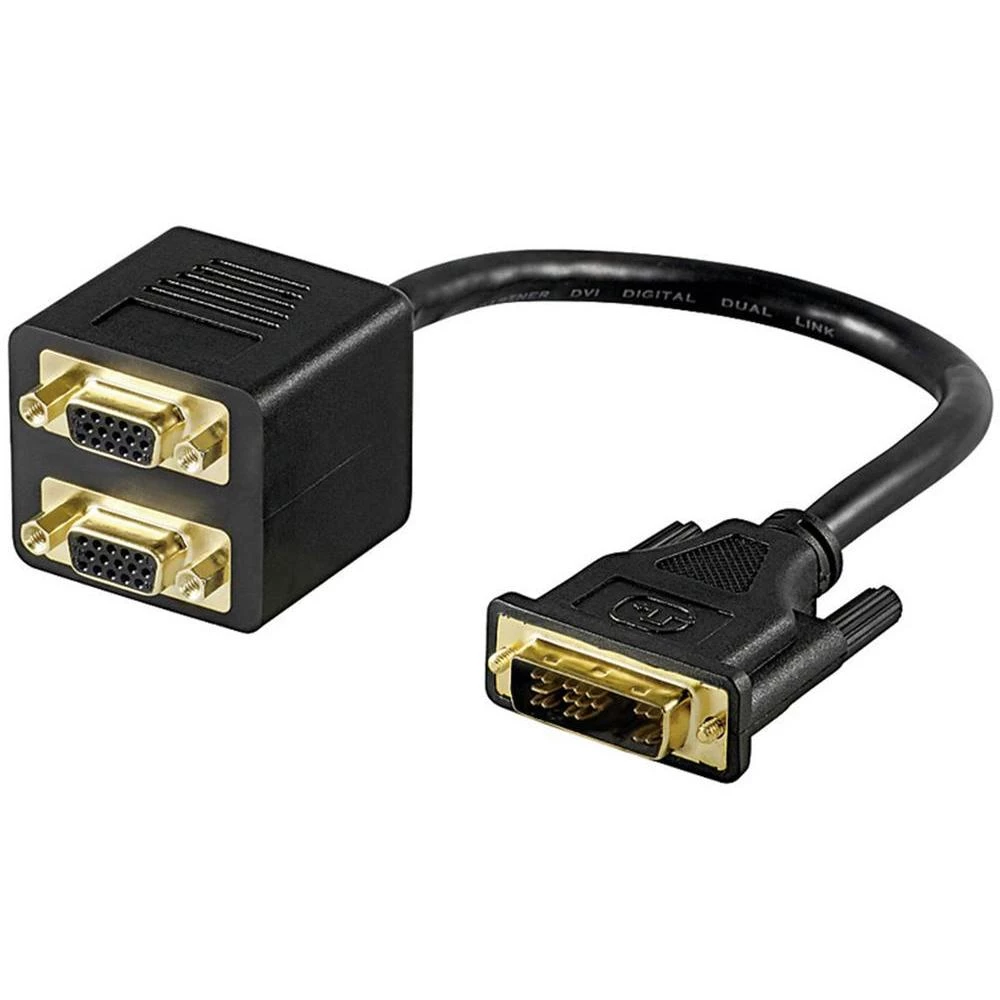 DVI razdjelni kabel Goobay [1x DVI-utikač 12+5pol. <=> 2x VGA-utičnica] 0.15m, c slika