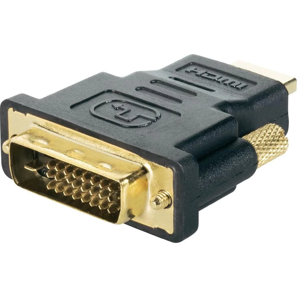 DVI/HDMI adapter [1x DVI-utikač 24+1pol. <=> 1x HDMI-utikač] crn, pozlaćeni pino slika