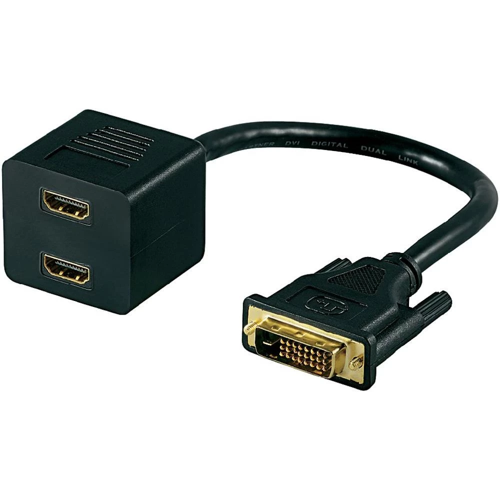 DVI razdjelni kabel Goobay [1x DVI-utikač 24+1pol. <=> 2x HDMI-utičnica] 0.15m, slika
