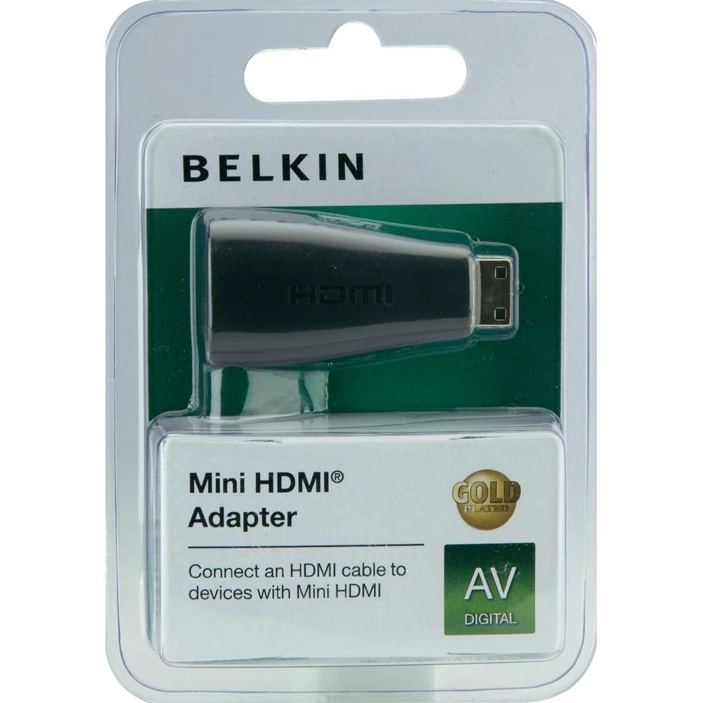 HDMI adapter Belkin [1x HDMI-utikač C Mini <=> 1x HDMI-utičnica] crn, pozlaćeni slika
