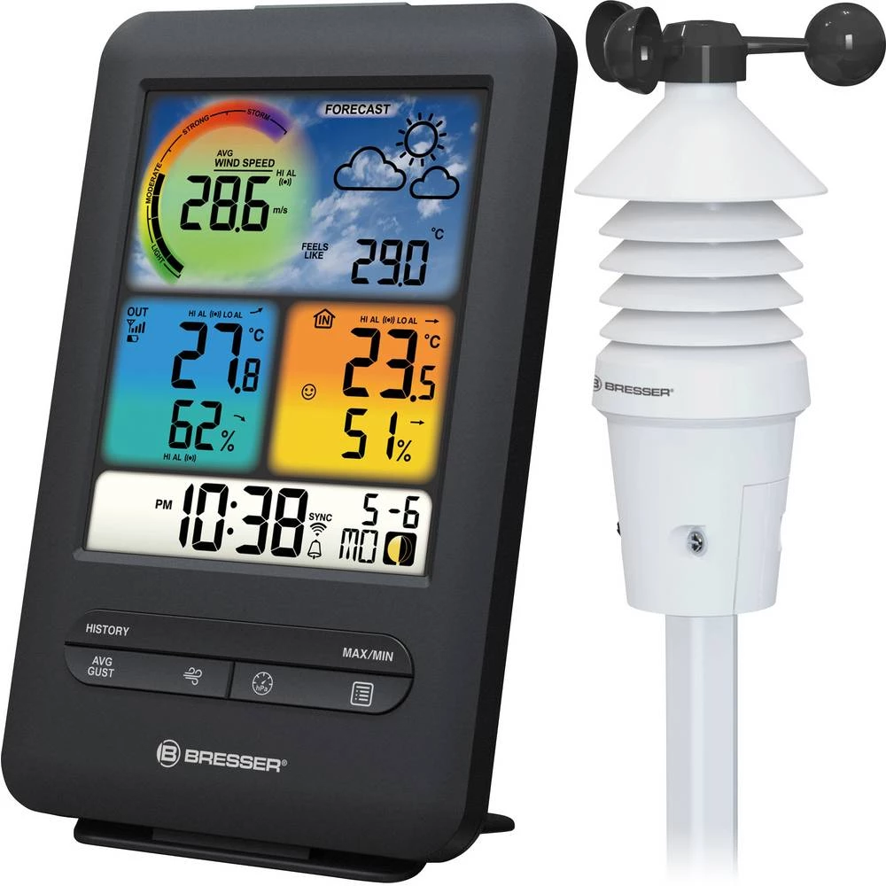 Bresser Optik WLAN Profi Wind 3in1 7002535 WLAN-vremenska stanica Predviđanje za 12 do 24 sata slika