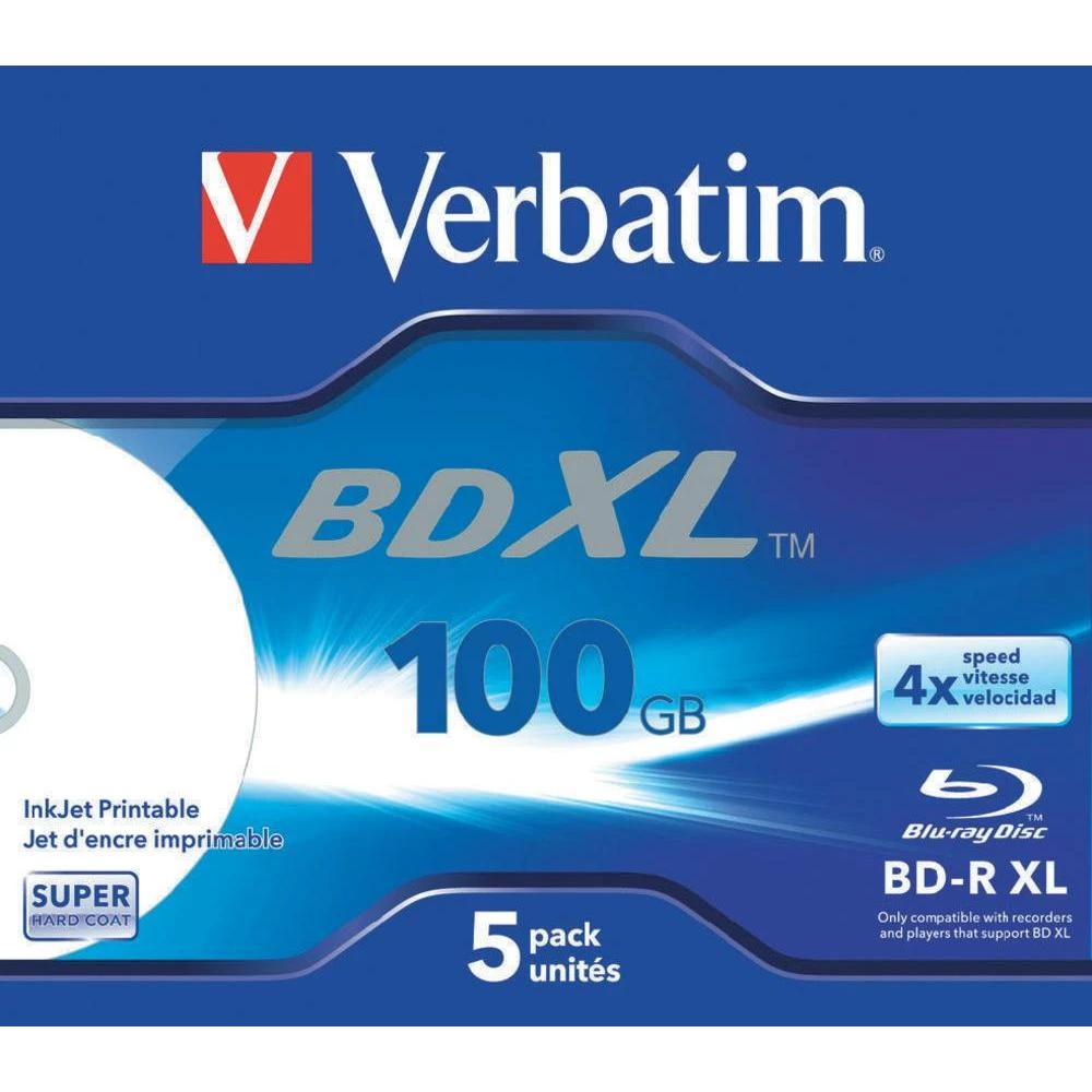 Blu-ray BD-R XL prazni Verbatim 43789 100 GB 5 kom. kutija ispisiv slika
