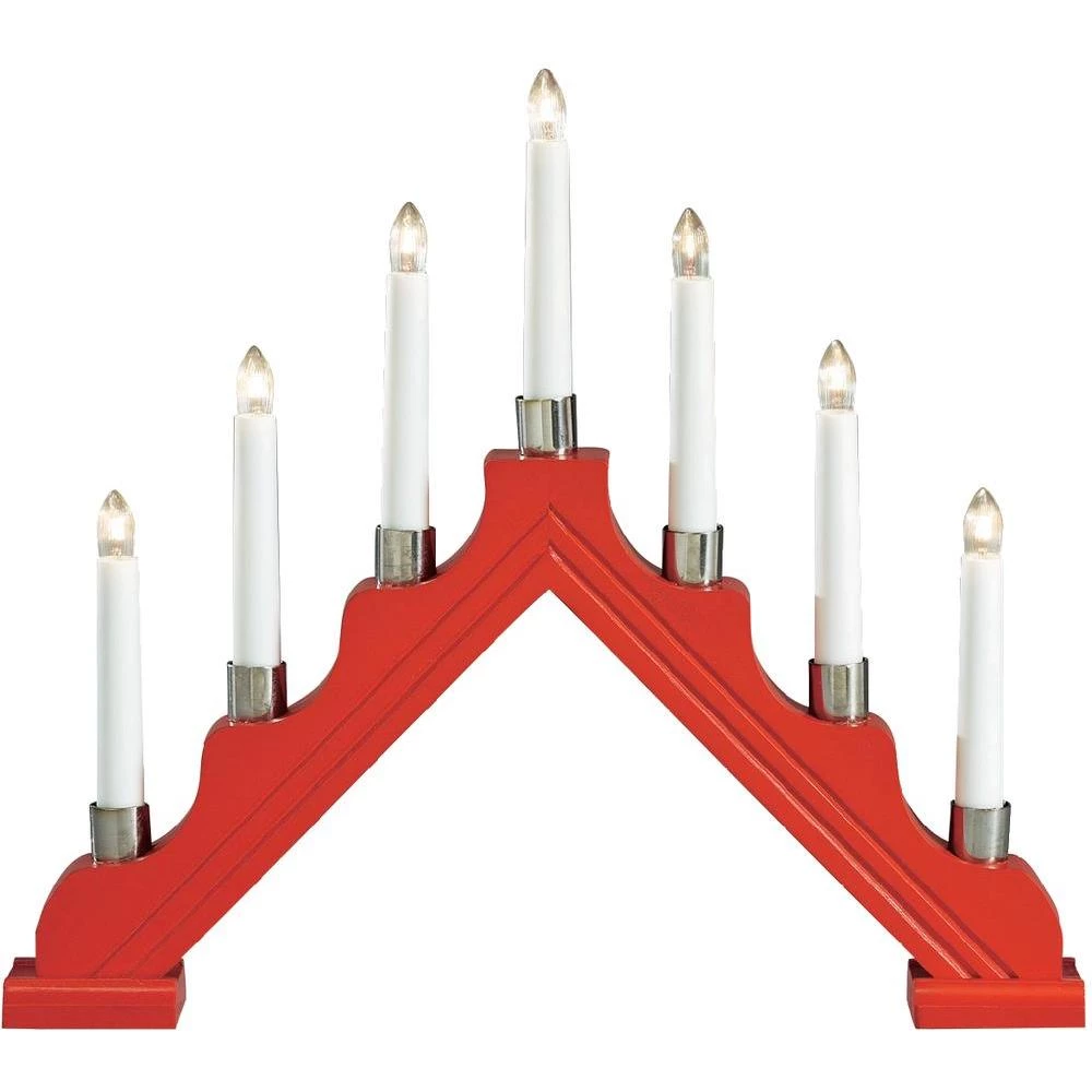 Dekoracija za stol Drveni svijećnjak žarulja Konstsmide 1041-510 crvena slika