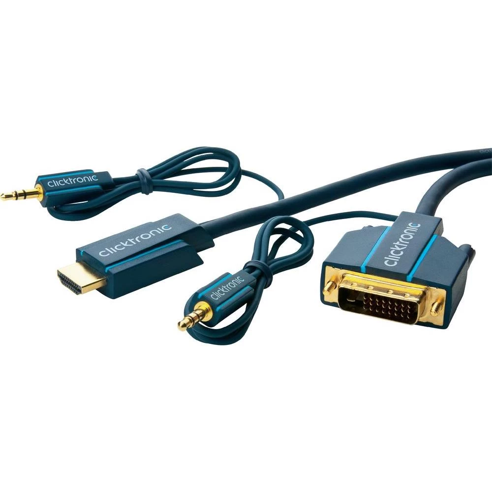 DVI / HDMI / jack priključni kabel clicktronic [1x DVI utikač 24+1pol., jack uti slika