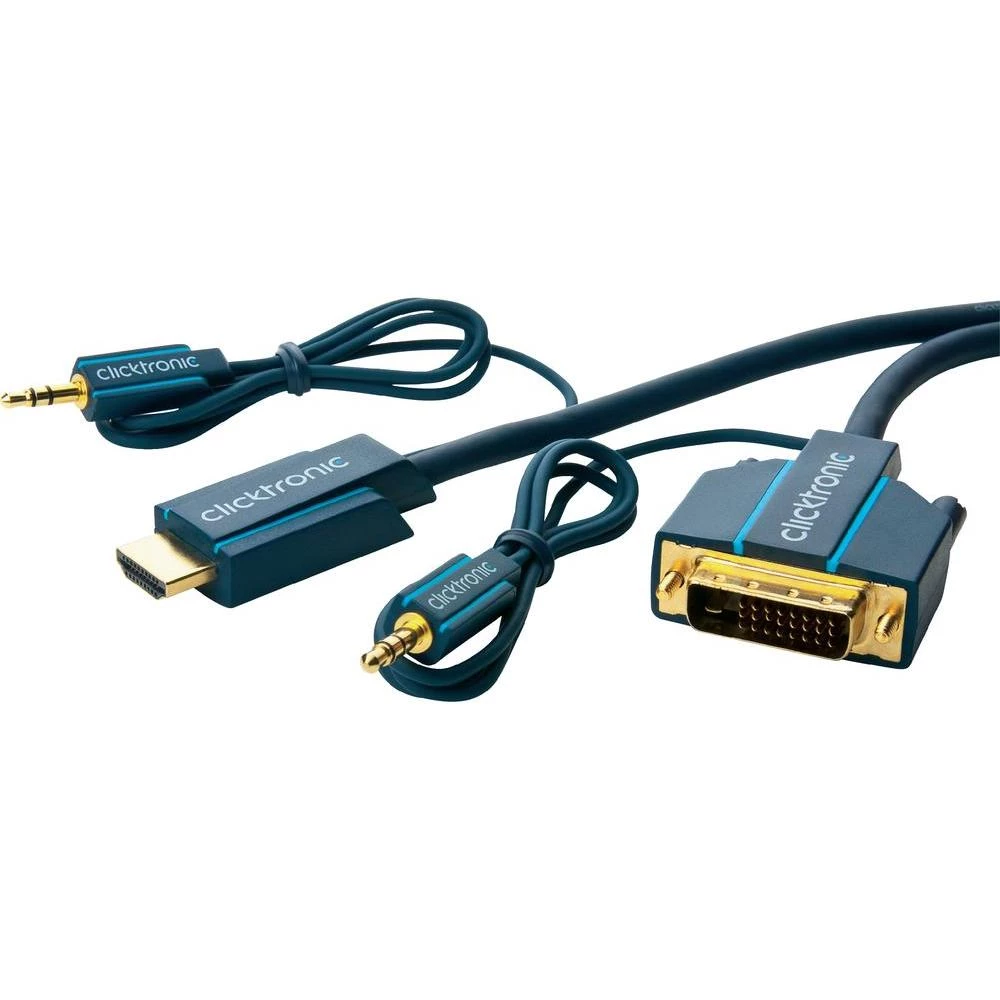 DVI / HDMI / jack priključni kabel clicktronic [1x DVI utikač 24+1pol., jack uti slika