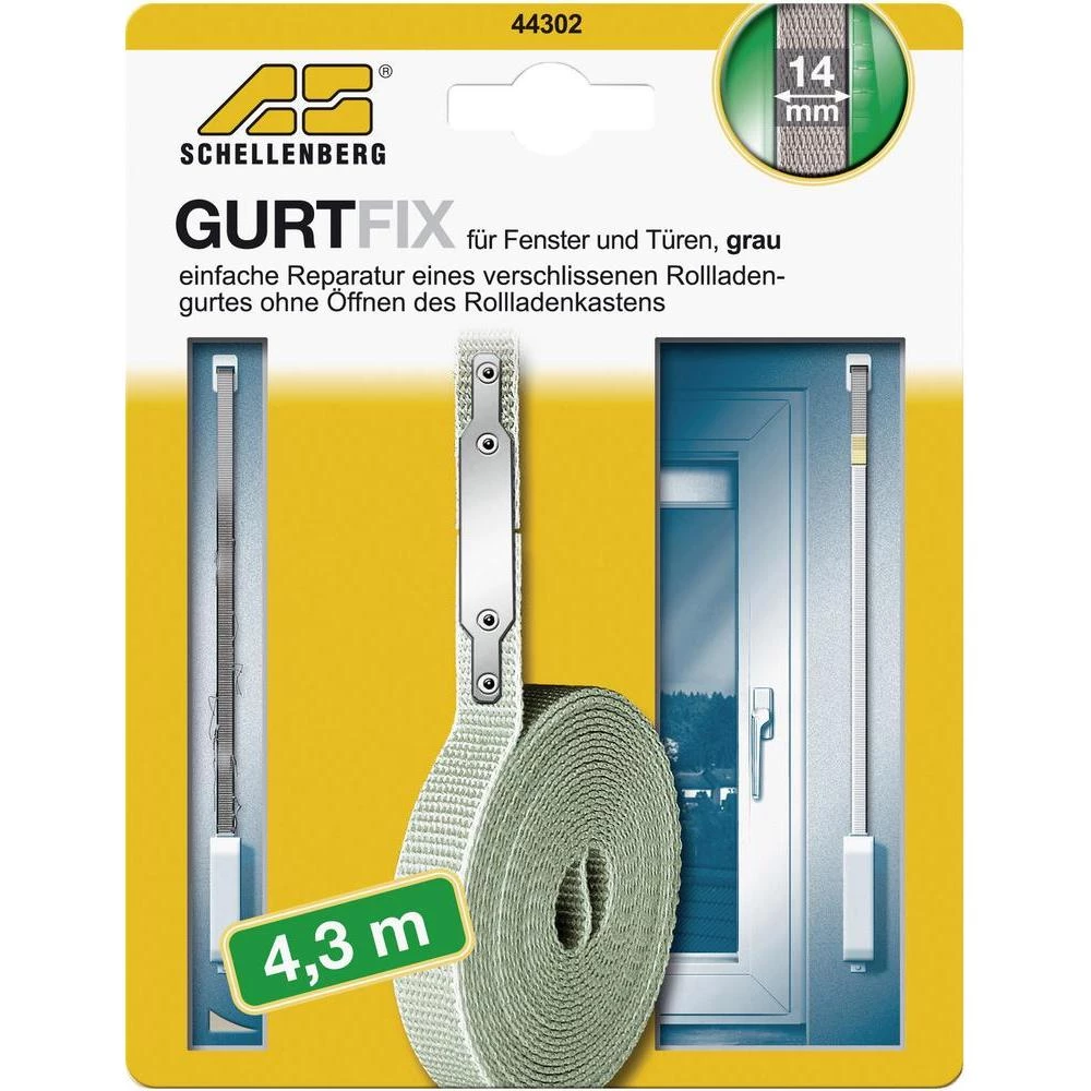 Komplet za brzi popravak Schellenberg GURTFIX, mini, 14 mm/4,3 m siva 44302 slika