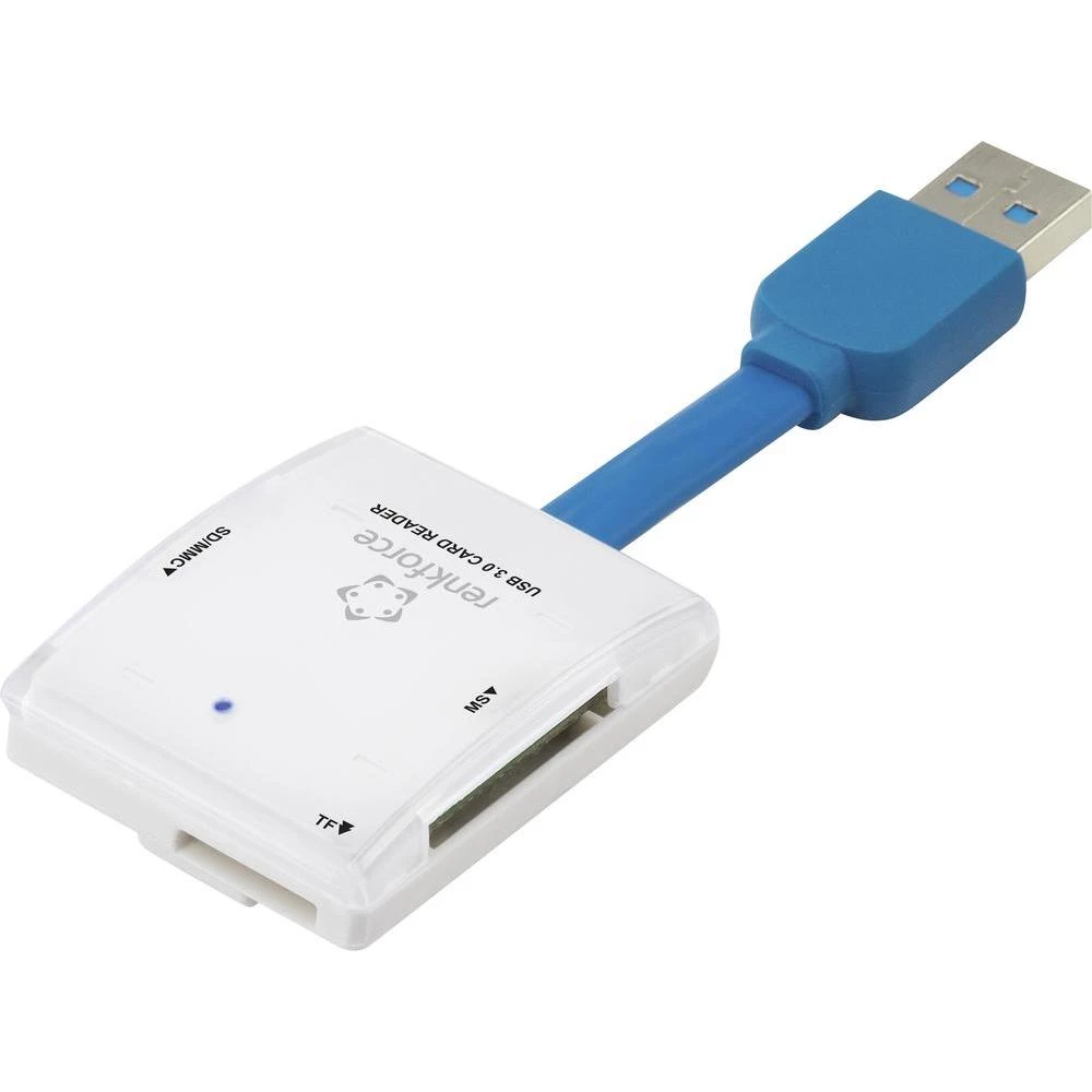 Vanjski čitač memorijskih kartica USB 3.0 Renkforce bijeli slika