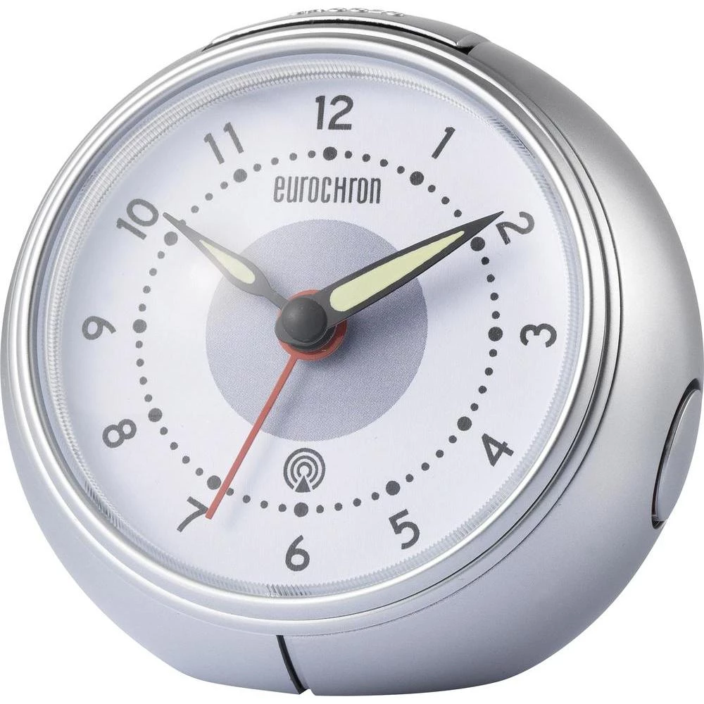 Radijski kontrolirana budilica, boja kućišta: siva, boja brojčanika: bijela (Š x slika