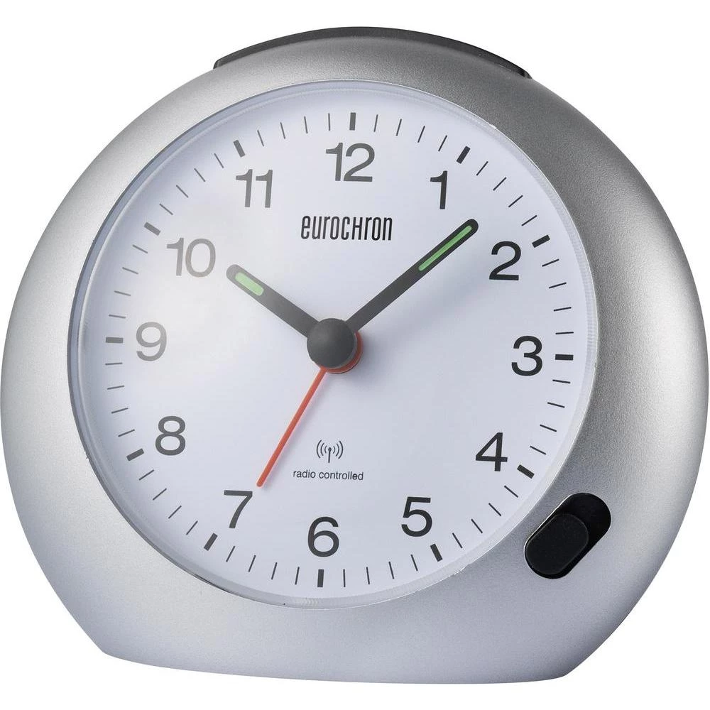 Radijski kontrolirana budilica, boja kućišta: siva, boja brojčanika: bijela (Š x slika