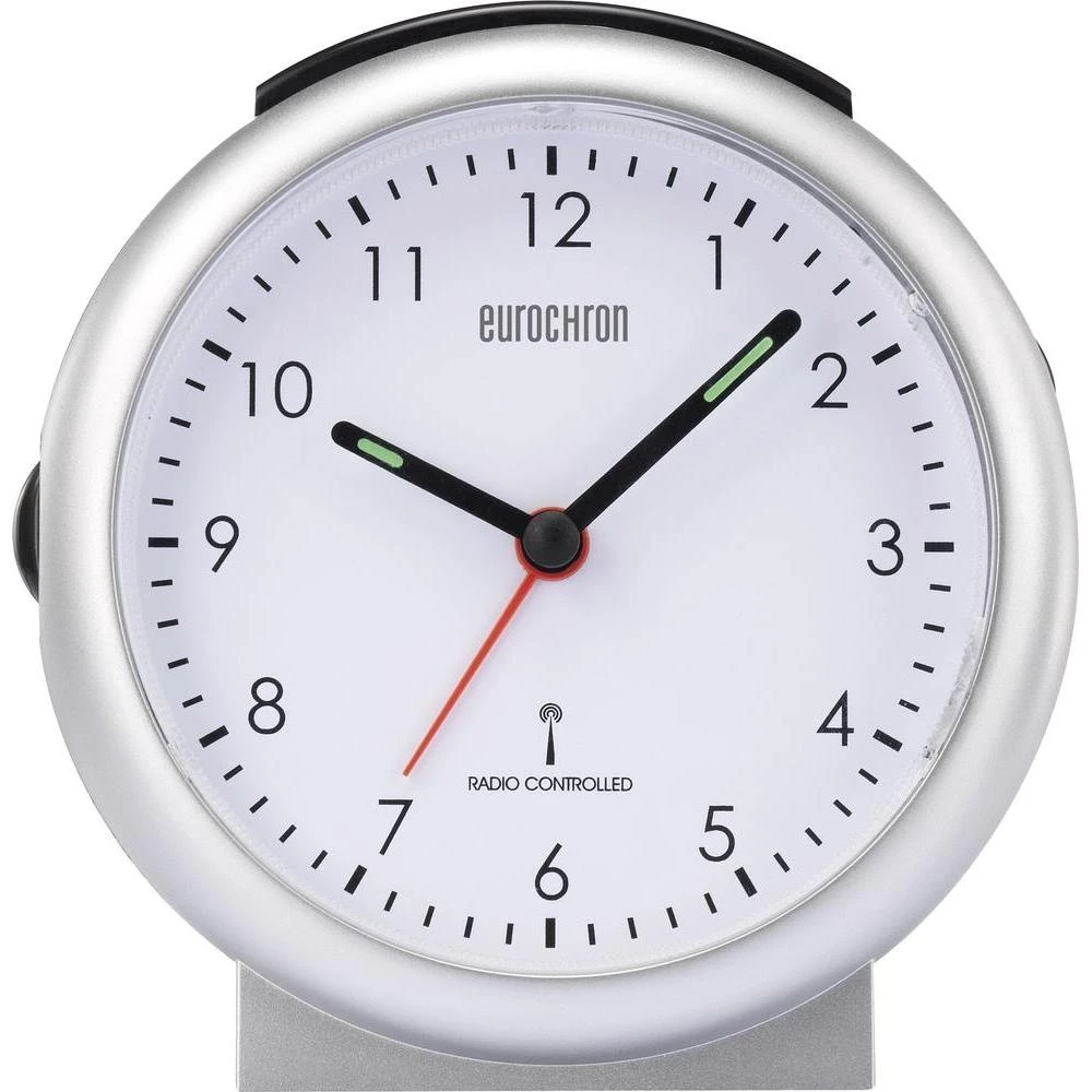 Radijski kontrolirana budilica, boja kućišta: siva, boja brojčanika: bijela (Š x slika